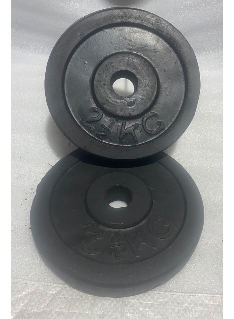 إليت طارات مطاط للدمبل وبارات رفع الاثقال وزن 2.5 كجم - قطعتين(فتحة 2.6 سم) - Image 1